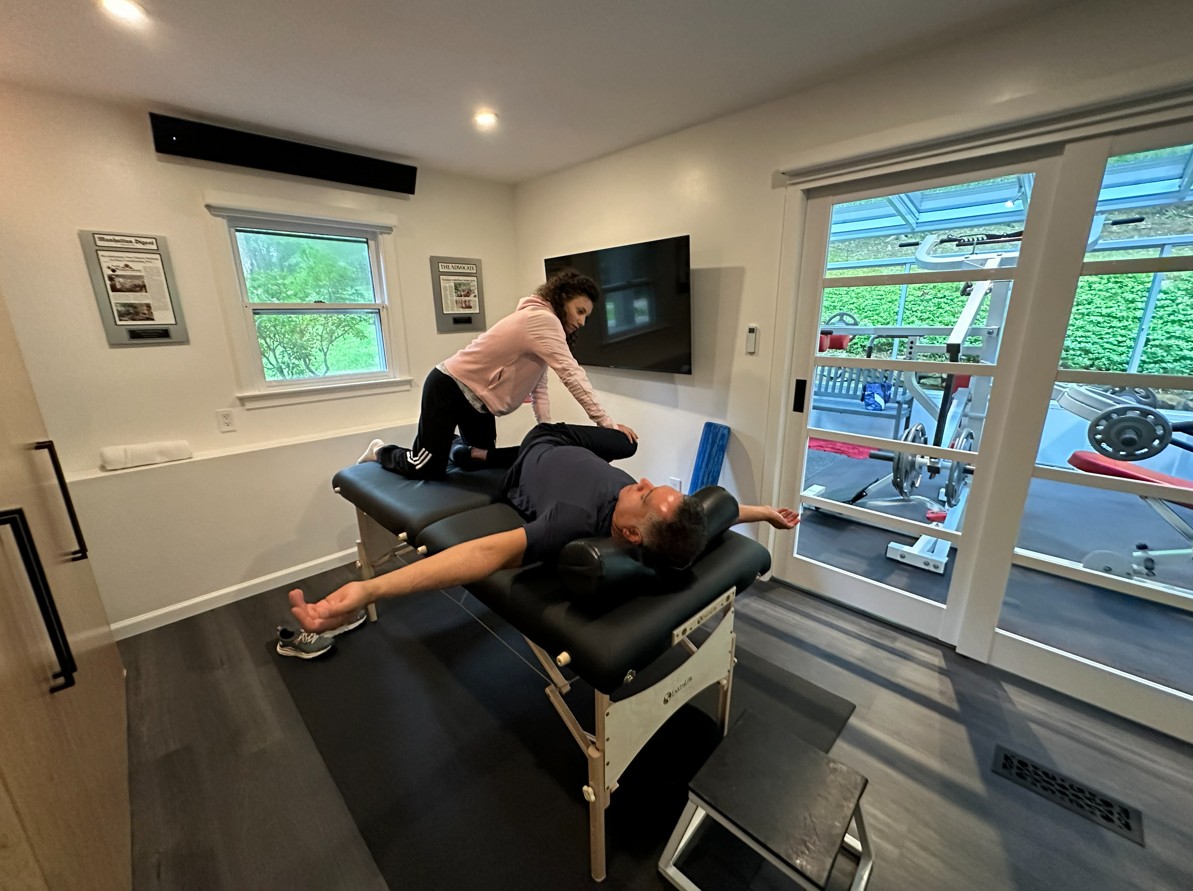Assisted stretching session at Pure Conditioning at the Solarium in Stamford CT