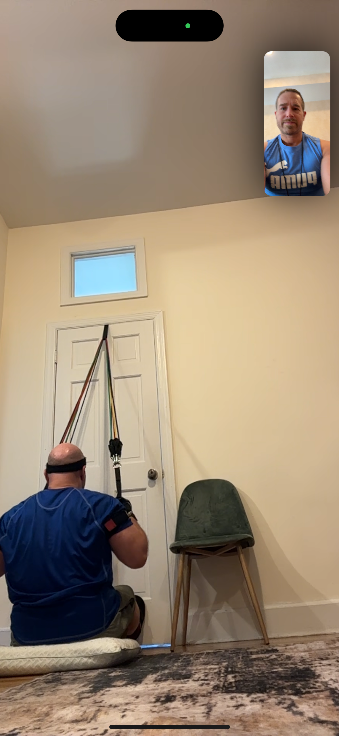 Virtual personal training session with real-time remote coaching