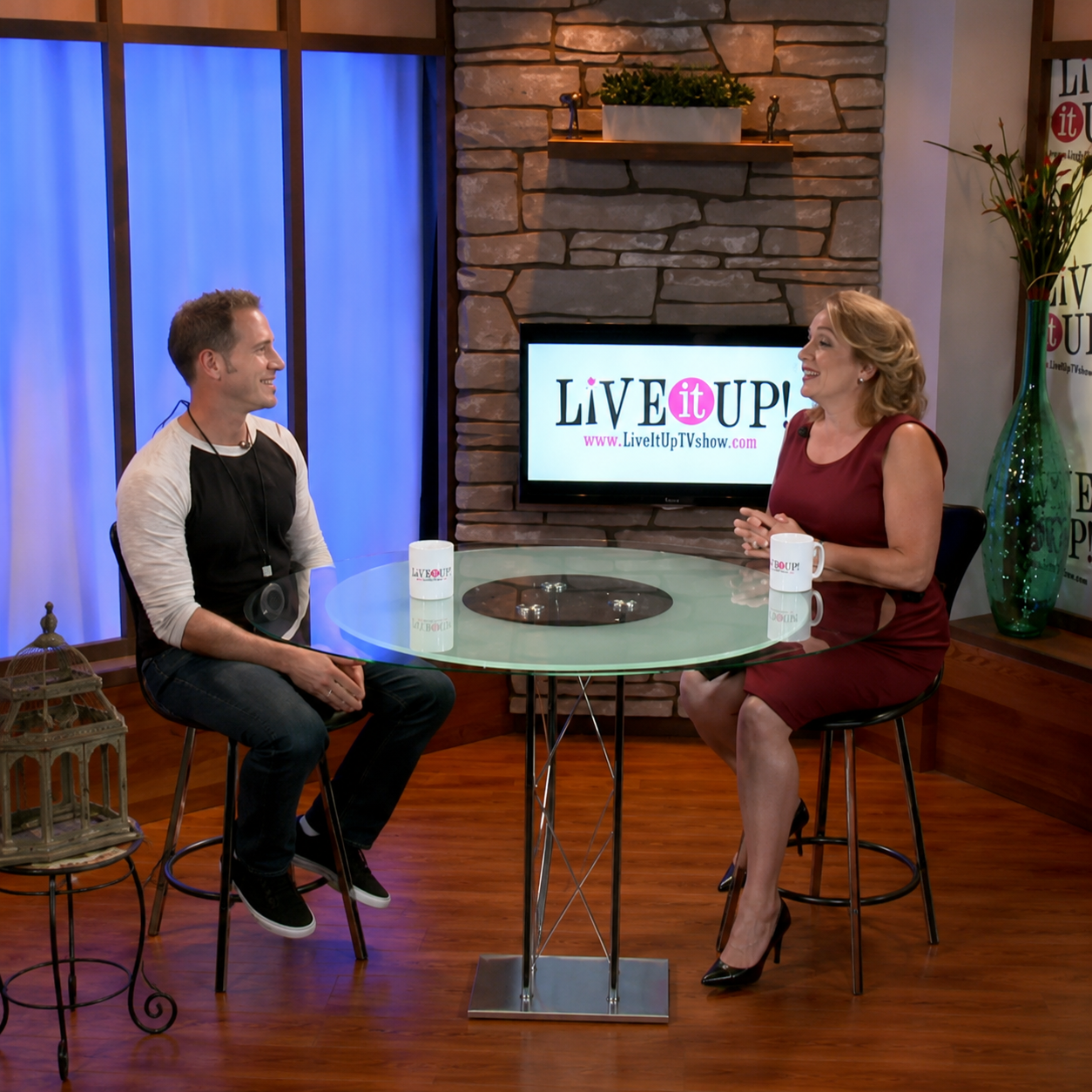 Pure Conditioning founder discussing personal training and fitness during a Live It Up television interview